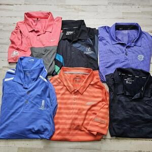 Nike Dri-Fit Golf Polo Shirt Lot Of 6 Shirts Men's XL Short Sleeve Wicking Logos
